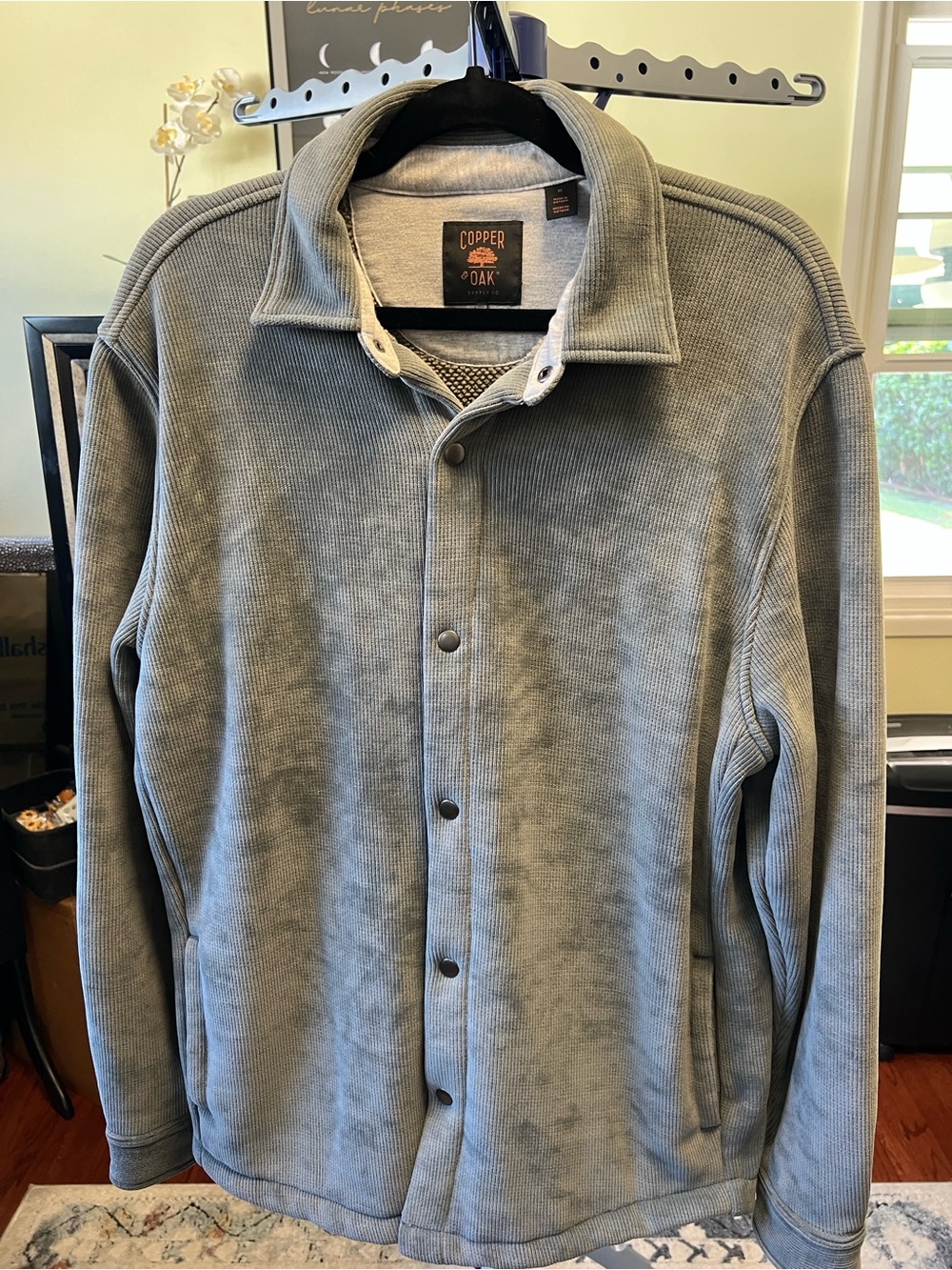 Men's Slate Gray Corduroy Snap-Front Jacket Medium